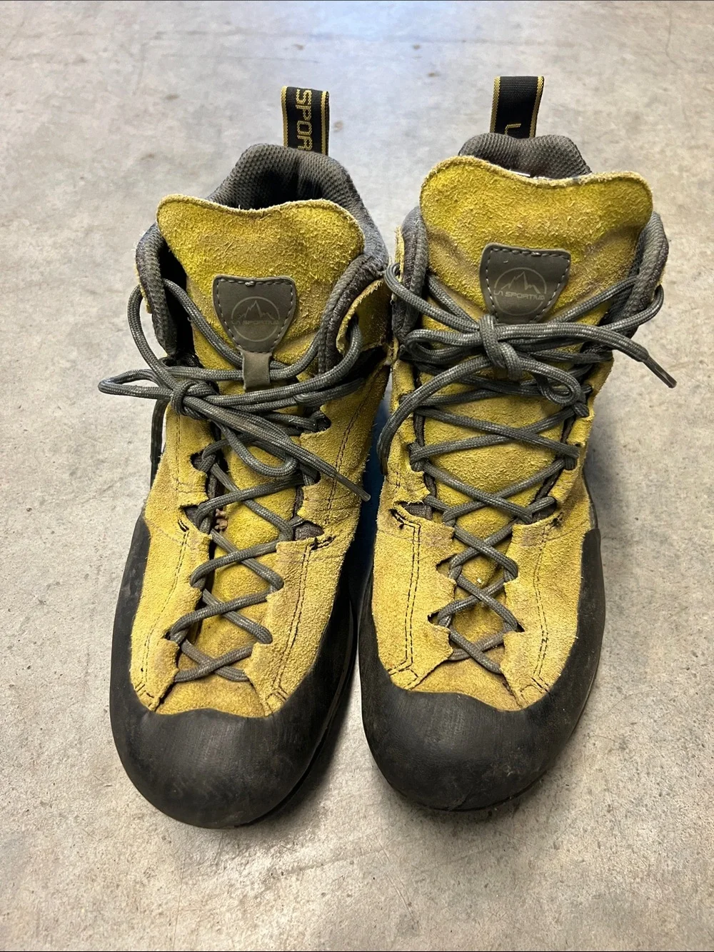 La Sportiva Men's Yellow and Black Suede Hiking Boots size 10